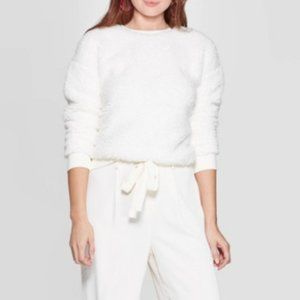 Soft Sherpa Pullover Crewneck Top Sweatshirt